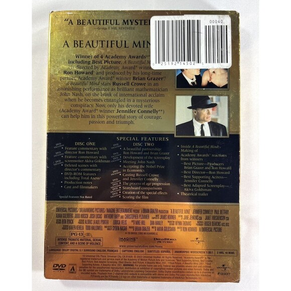 A Beautiful Mind DVD 2002 2-Disc Set Limited Edition New Factory Sealed - Picture 2 of 9